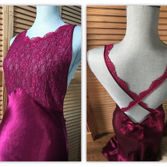 Victoria's Secret Maxi Full Length Gown Criss Cross Back Satin